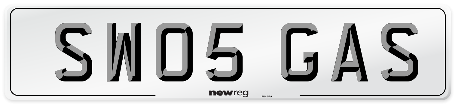 SW05 GAS Number Plate from New Reg